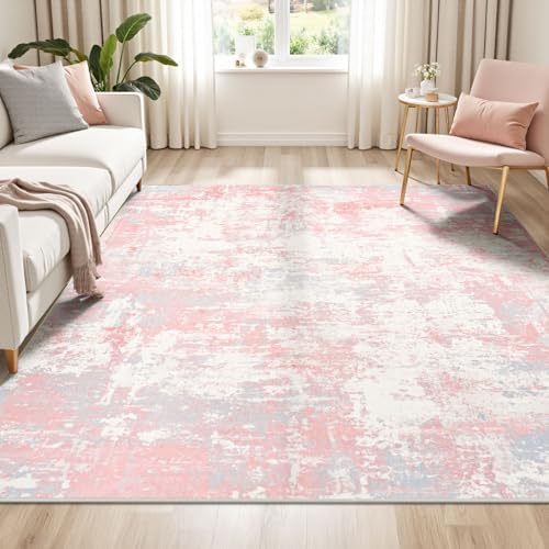 Rugflix 5x7 Area Rugs for Bedroom, Washable Pink Large Rug - Image 3