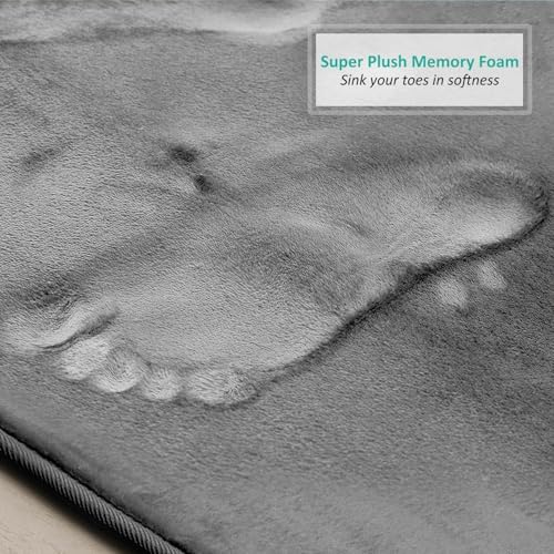 Clara Clark Bathroom Rugs, Velvet Memory Foam Bath Mat, Non-Slip Bath Rugs, Machine Wash, Dries Quickly, Ultra Soft Plush Bath Mats for Bathroom, 17 x 24, Grey - Image 7