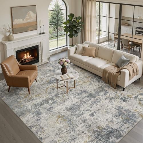 kakania Washable 8x10 Area Rug for Living Room: Abstract Modern Home Decor by kakania