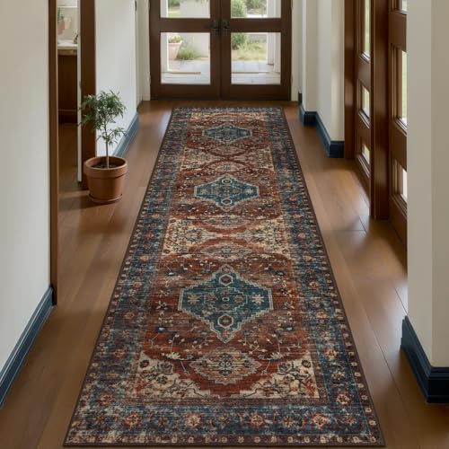 Tangsoo Vintage 2.6x10 Washable Hallway Runner Rug, Non Slip Runner Rug by Tangsoo