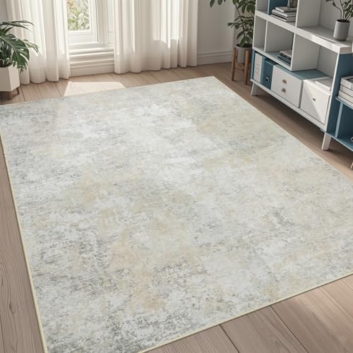 5x8 Area Rugs for Living Room Washable Bedroom Dining Room Beige Grey by Aelenmu