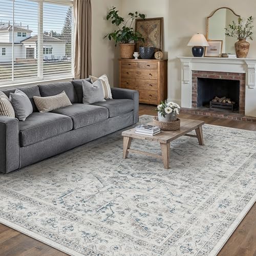 PureCozy Blue Area Rug 5x7 Vintage Neutral by PureCozy