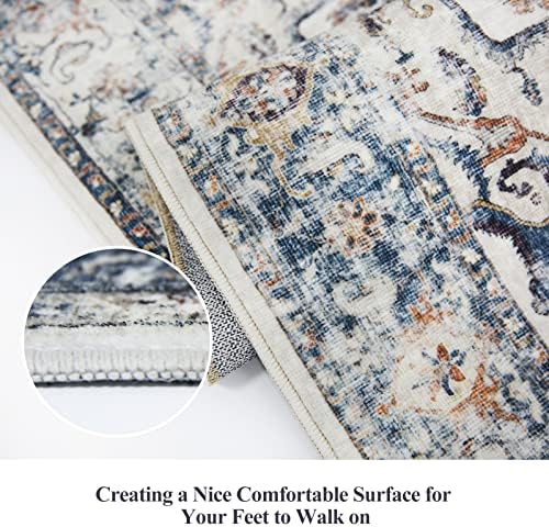 Hallway Washable Runner Rug - 2x10 Kitchen Rugs Entryway Rug Runner Vintage Soft Floor Mat Non Slip Indoor Farmhouse Carpet for Bathroom Living Room Bedroom (2 X 10, Brick) - Image 3