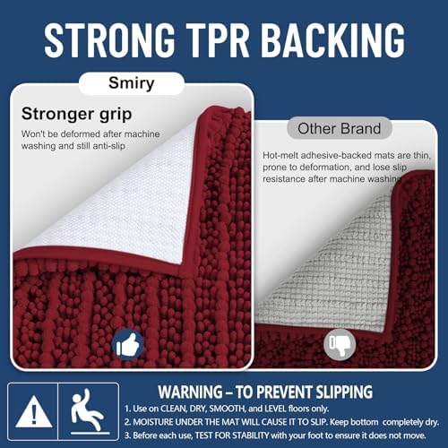 Smiry Bathroom Rugs 59X24, Extra Soft Rubber Backing Chenille Bath Mats - Image 3