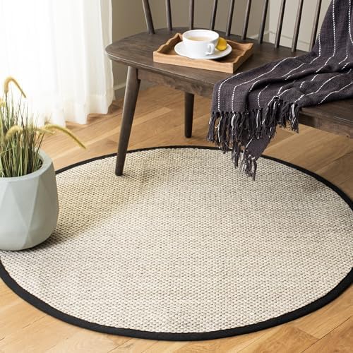 SAFAVIEH Natural Fiber Round Rug 3', Sisal Textured Marble & Black NF143A by Unknown