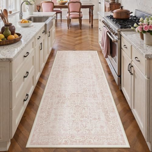 PureCozy Pink Runner Rug 2x4 Vintage Floral - Image 2