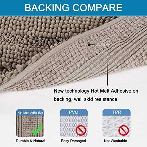 Non Slip Thick Shaggy Chenille Bathroom Rug Mat Set Extra Soft and Absorbent Striped Floor Rugs, 2 Piece, Machine-Washable - Image 4