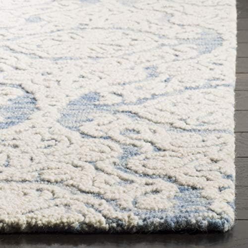 SAFAVIEH Blossom Collection 4' x 6' Blue/Ivory BLM112M Handmade Premium Wool Area Rug - Image 5