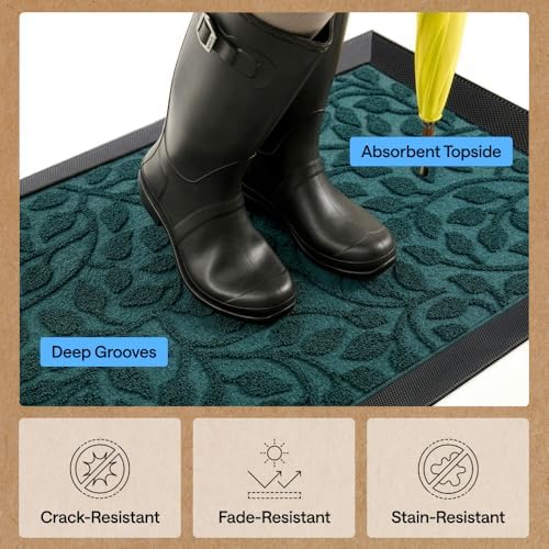 GORILLA GRIP WeatherMAX Door Mat, Indoor Outdoor, 72x24, Green Vine Leaves - Image 5