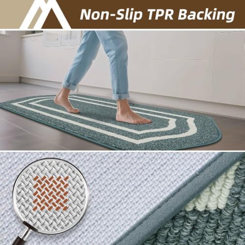 COSY HOMEER Kitchen Rugs Set of 2 Non Slip Kitchen Mats for Floor,Lake Blue - Image 4