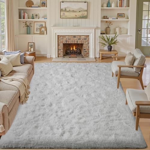 5x7 ft White Rugs for Living Room Fluffy Bedroom Rug Non-Slip Area Rugs Shag Carpet for Nursery Kids PlayRoom Dorm Office Indoor Modern Plush Carpets Teens - Image 2