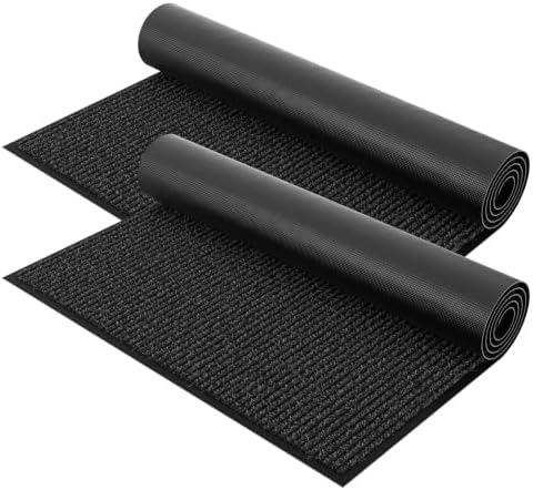 Outdoor Mats for Front Door 4' x 6', Heavy Duty Front Door Mat Outside Entrance, Non-Slip Rubber Backing Outdoor Mats, Absorbent Low Profile Commercial Floor Mat for Office, 2-Pack Black by EZ2LIVE