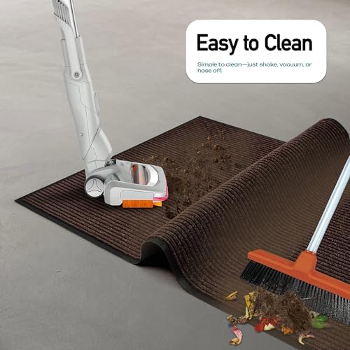 MaxMat® Extra Large Rubber Entry Mat - Heavy Duty, Waterproof, Low-Profile, Easy to Clean, Industrial Doormat (4 x 10 Feet, Brown, MXM-RIB0410BR) - Image 7