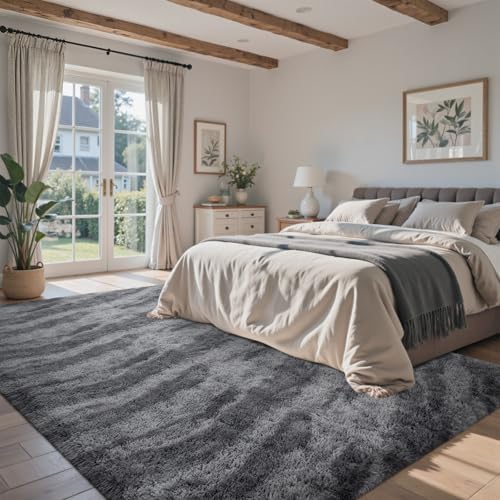 4x6 Feet Area Rugs for Bedroom, Zebra Grey Plush Fluffy Shaggy Living Room Rugs Non-Slip, Ultra Soft Carpet for Nursery Kids PlayRoom Dorm Office Indoor - Image 3