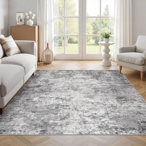 UERMEI Square Area Rugs : Washable 6x6 Neutral Modern Abstract Carpet for Living Room Bedroom - Soft Floor Mat with Non Slip Backing for Kitchen Nursery Dorms Farmhouse Home Decor - Grey - Image 5