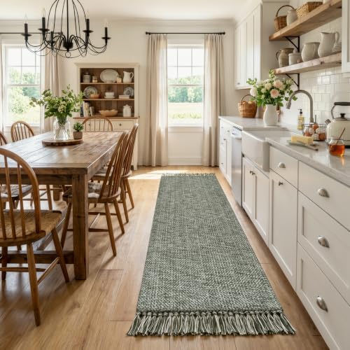 Collive Sage Green Kitchen Runner Rug, 2'x8' Washable Bathroom Mats by Collive