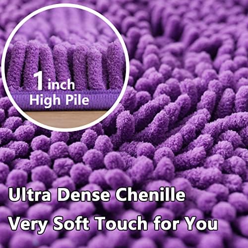 Bathroom Rugs Chenille 3-Piece Extra Soft and Absorbent Shag Bathroom Rugs, Machine Wash Mat, Strong PVC Non-Slip Underside, Plush Carpet Mats (Violet) - Image 5