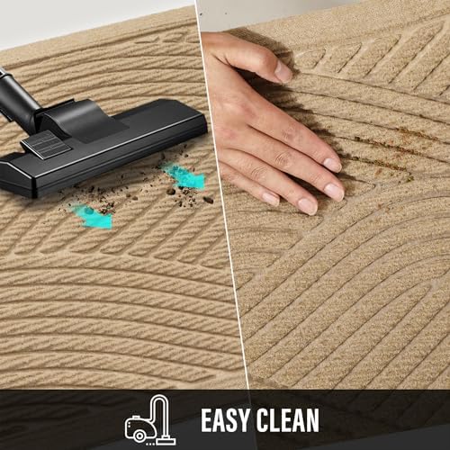 HIYARD Sturdy Front Door Mat, Absorbent Muddy Dirt Resist Welcome Door Mats Outdoor Indoor, Stain and Fade Resistant, Non-Slip Backing Entry Mat Low Profile Doormat for Entryway, 60×36, Beige - Image 7