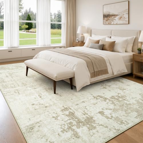 Rugflix 5x7 Area Rugs for Living Room, Washable Linen Beige Large Rug - Image 2