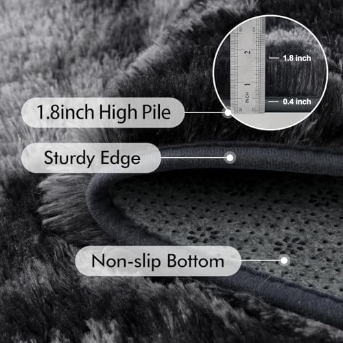10x14 Ft Extra Large Shag Rugs for Living Room, Ultra Soft Fluffy Furry Area Rugs for Bedroom Indoor Floor, Aesthetic Carpet for Kids Home Decor (Dark Grey) - Image 5