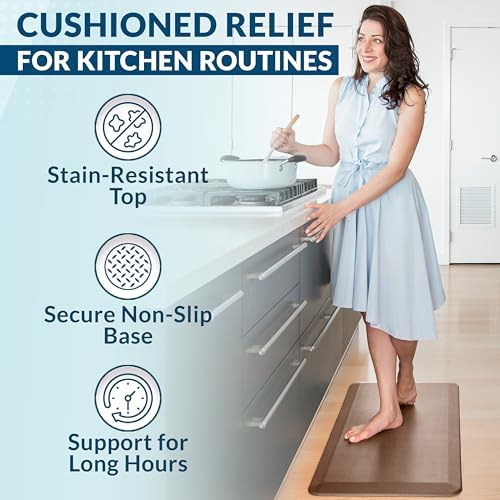 ComfiLife Anti Fatigue Floor Mat – 3/4 Inch Thick Kitchen Mats for Floor, Standing Desk Mat, Kitchen Rug – Comfort at Home, Office – Durable – Stain Resistant – Non-Slip Bottom (24" x 70", Beige) - Image 6