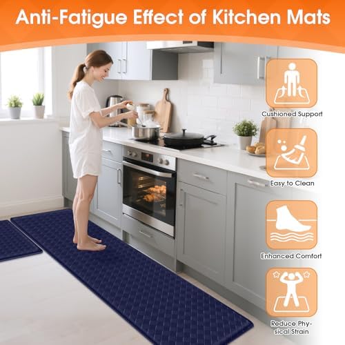 TranquilRelax Kitchen Mats, Cushioned Mats with Extra-Long Runner, Blue - Image 4