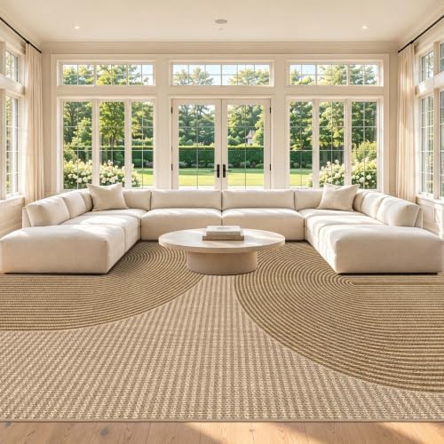 Easy Jute Rug for Pet Homes: 9x12 Outdoor Rug - Geometric Arch Pattern by Arvenchy