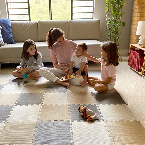 MioTetto Baby Play Mat, Soft Foam Floor Tiles for Kids. Adjustable Interlocking Foam Tiles, Fits with 50x50 Playpen Baby mat for Crawling & Development, Safe & Non-Toxic Playmat for Babies 6-12 Months by MioTetto