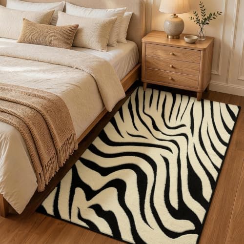 YIHOUSE Zebra Entryway Rugs 3×5: Modern Washable Non-Slip Small Area Rug - Image 2