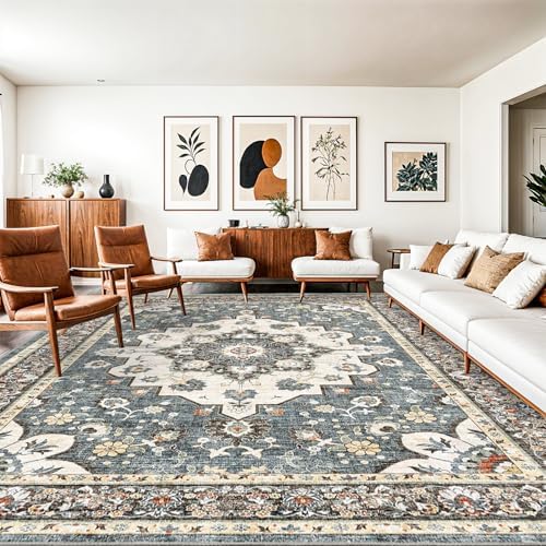 Blue 10x14 Area Rug: Large Rugs for Living Room Soft Stain Resistant Carpet by TOPRUUG