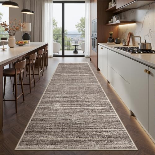 2x10 Runner Rug Non Slip,Washable Hallway Runner Rug,Brown - Image 5