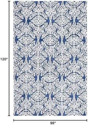SAFAVIEH Blossom Collection 8' x 10' Navy/Ivory BLM112N Handmade Premium Wool Living Room Dining Bedroom Area Rug - Image 2