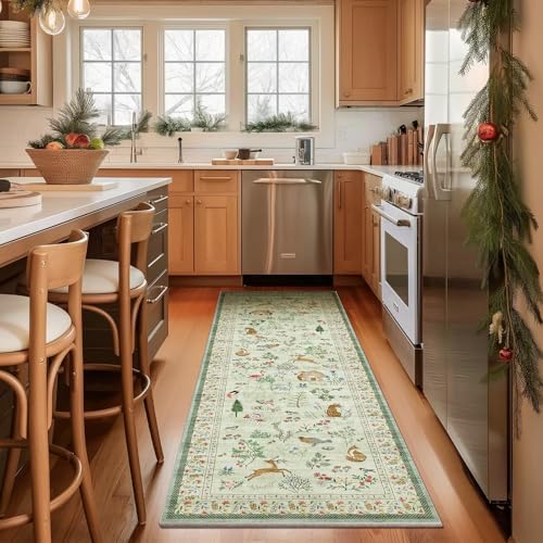 Machine Washable Kitchen Runner Rugs: 2'6"x8' Hallway Runner Non Slip Low Pile Stain Resistant Soft Carpet Runner Rugs for Bedroom Hallway Indoor Entryway Kitchen Laundry Room Beside Farmhouse - Image 2