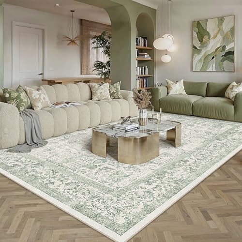 PureCozy Sage Green Area Rug 6x9 Vintage Floral - Image 2