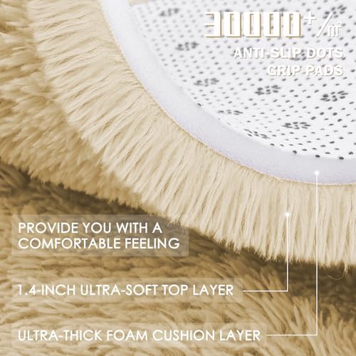 OLANLY Cream Round Rugs for Bedroom - Machine Washable, 2 ft Circle Area Rugs for Living Room, Soft and Fluffy Shaggy Carpet for Teen Girl and Boys, Nursery Rooms, Dorms, Home Decor Aesthetic - Image 7