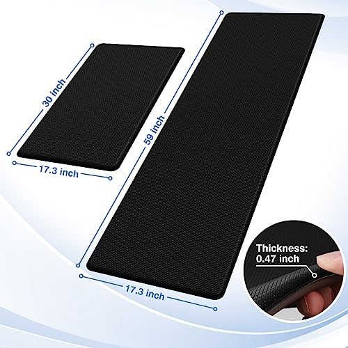 StepRite Kitchen Mats for Floor, 2-Piece Anti-Fatigue Kitchen Rugs, Black - Image 2