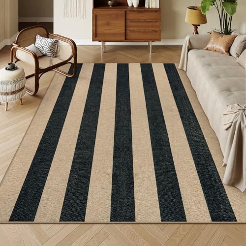 Lahome Striped Easy Jute Dining Room Rug, 6x9 Outdoor Area Rugs Washable - Image 2