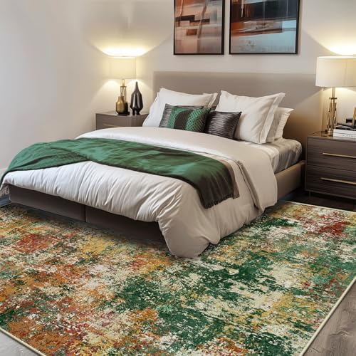 RELEANY Washable 8'x10' Abstract Area Rug for Living Room Green Multi - Image 2