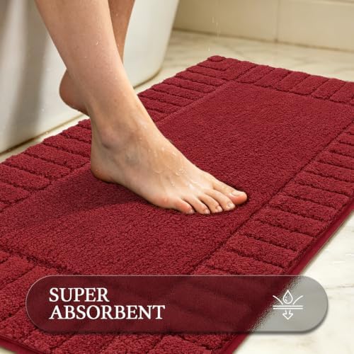 Pauwer Bathroom Rugs Sets 3 Piece, Microfiber Bath Mat Set, Red - Image 4