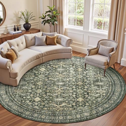 8ft Area Rugs for Living Room Bedroom, Green Washable Non-Slip Carpet by Lofus