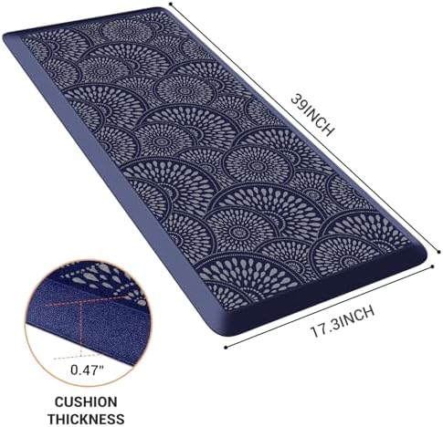 Mattitude Kitchen Mat, 17.3x39in Heavy Duty Ergonomic Comfort Foam Standing Desk Mat, Waterproof Non-Slip Standing Mats and Rugs for Kitchen, Office, Laundry, Blue - Image 2