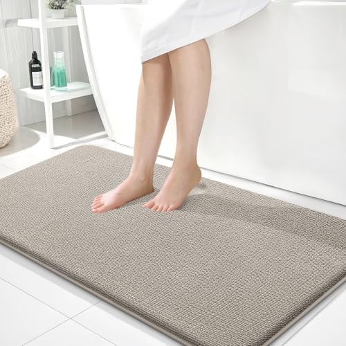 OLANLY Memory Foam Bathroom Runner Rugs 44x24, Long Bath Mats, Warm Taupe by OLANLY