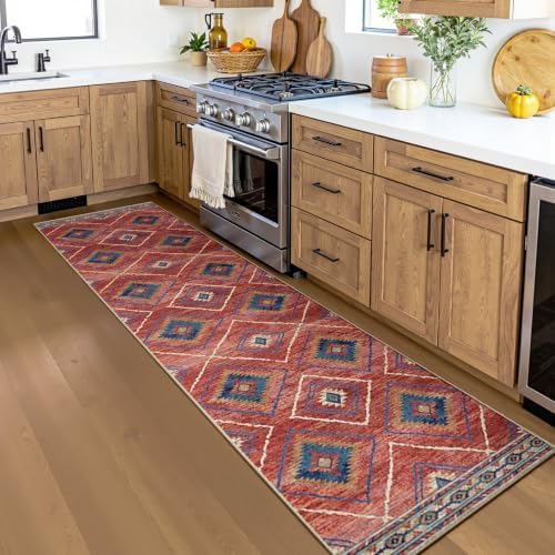 BESTSWEETIE 2'x10' Washable Area Rug for Living Room Runner Red/Orange - Image 4
