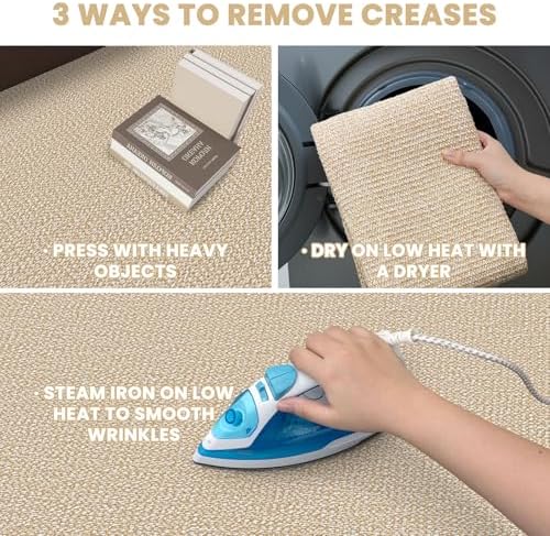 EARTHALL Washable Entryway Rug, Non Slip, 3x5 Ft, Golden Beige/White - Image 5