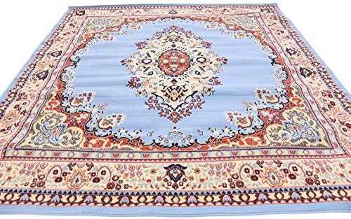 Unique Loom Reza Collection Traditional Persian Style Area Rug, 8' 0" x 8' 0", Light Blue/Ivory - Image 6