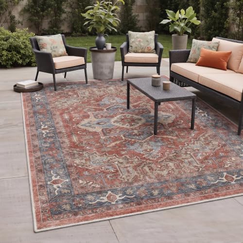 GENIMO 2.5x8 Outdoor Runner Rug, Washable for Patio, Terracotta Slate - Image 3