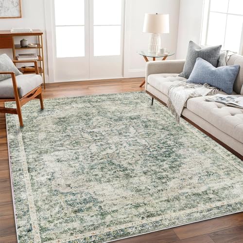 CHAMPLANT Washable Area Rug 10'x14' Boho Design Non-Shedding Easy Care Ideal for High Traffic Areas in Living Room Bedroom Office Coffee Table Kitchen Large Carpet - Image 2