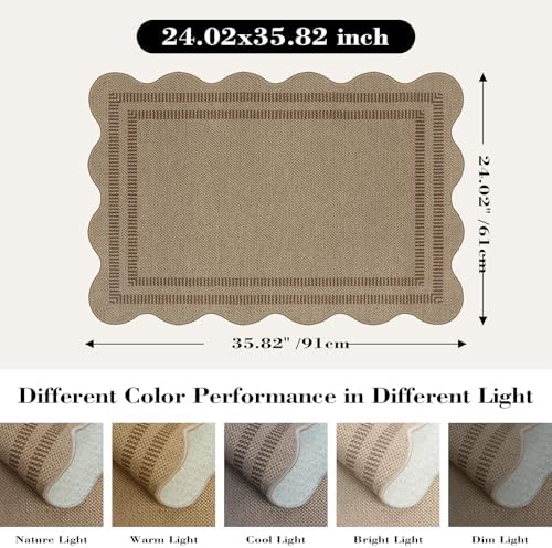Easy Jute Outdoor Mats for Front Door, 2x3 Small Washable Kitchen Rugs, Farmhouse Brown Throw Rug Non Slip Indoor Outdoor Carpet for Entryway Porch Foyer - Image 2