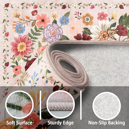 Blush Area Rug 5x7 for Bedroom Living Room - Image 3