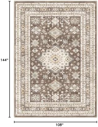 cotiled 9x12 Area Rug for Living Room, Washable, Traditional, Dark Brown - Image 2